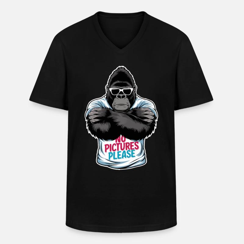 Keine Bilder bitte - Männer-T-Shirt mit V-Ausschnitt - Schwarz