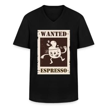 Espresso recherché - T-shirt col V Homme - noir - Devant - AI Model Male 178 dark (178cm)