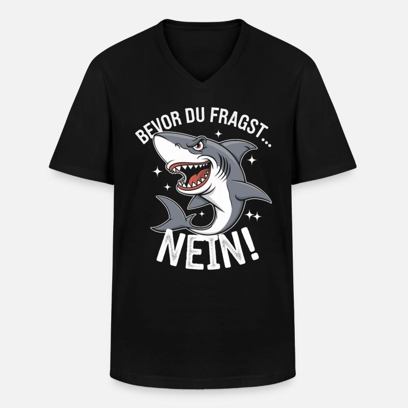 Requin Requin Requins Requin - T-shirt col V Homme - noir