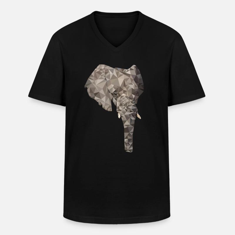 Polygone d’éléphant - T-shirt col V Homme - noir