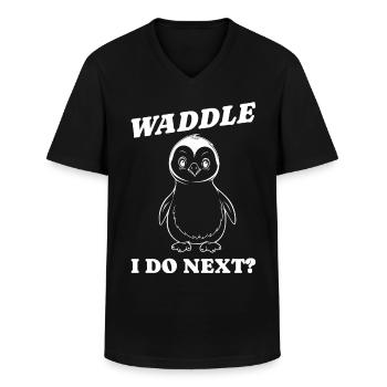 Waddle I do next Gift Idea - Men's V-Neck T-Shirt - black - Front - AI Model Male 178 dark (178cm)