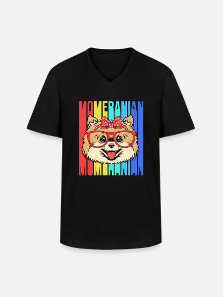Zwergspitz Pomeranian Mama - Men's V-Neck T-Shirt - black