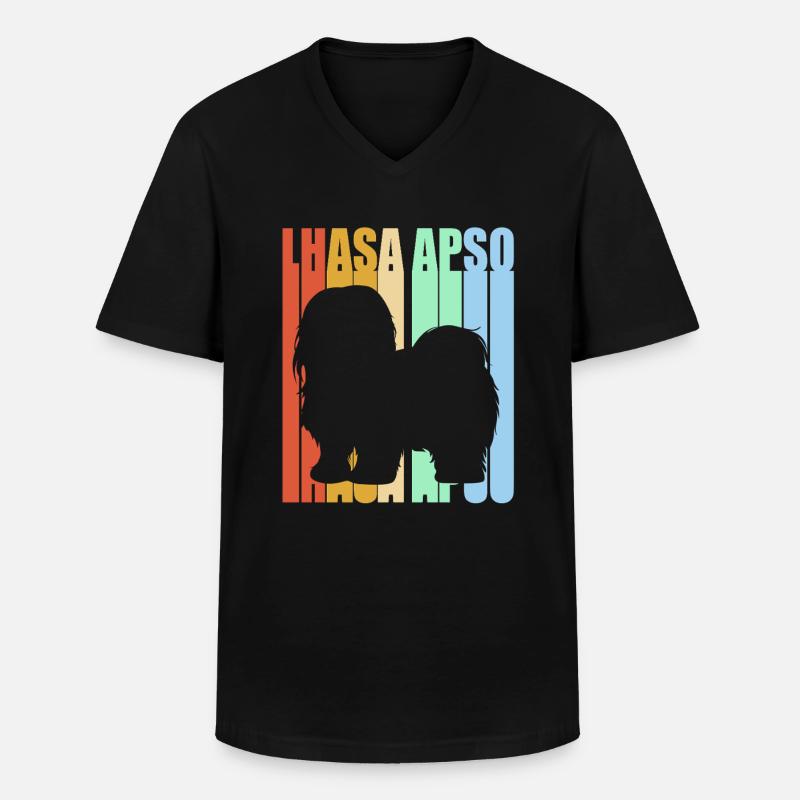 Lhasa Apso - Männer-T-Shirt mit V-Ausschnitt - Schwarz