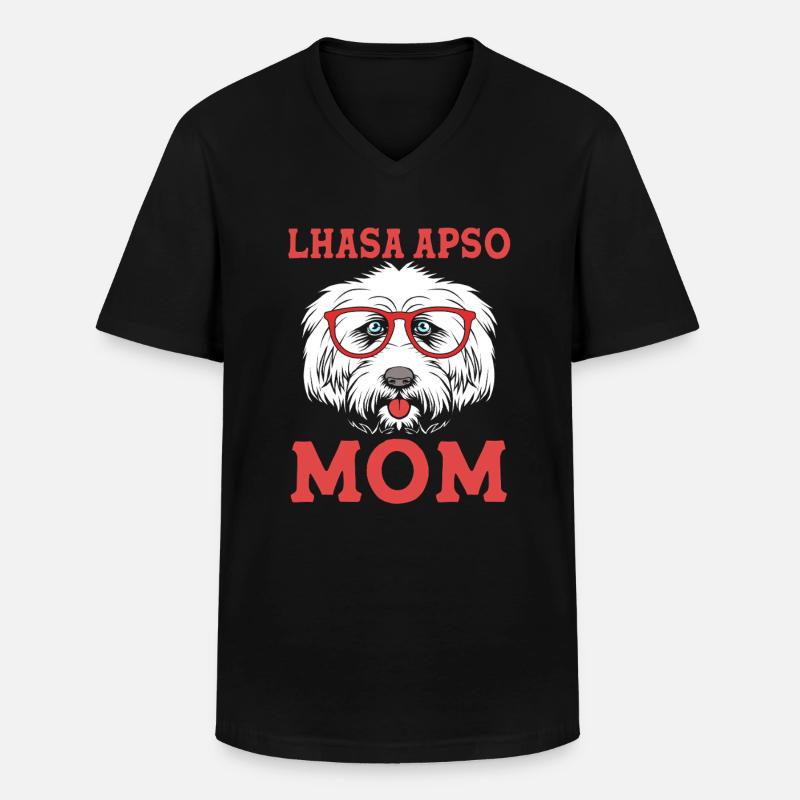 Lhasa Apso - Männer-T-Shirt mit V-Ausschnitt - Schwarz