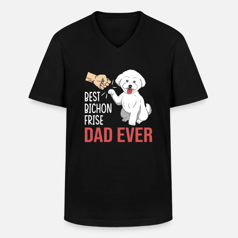 Bichon Frise Hund - Männer-T-Shirt mit V-Ausschnitt - Schwarz
