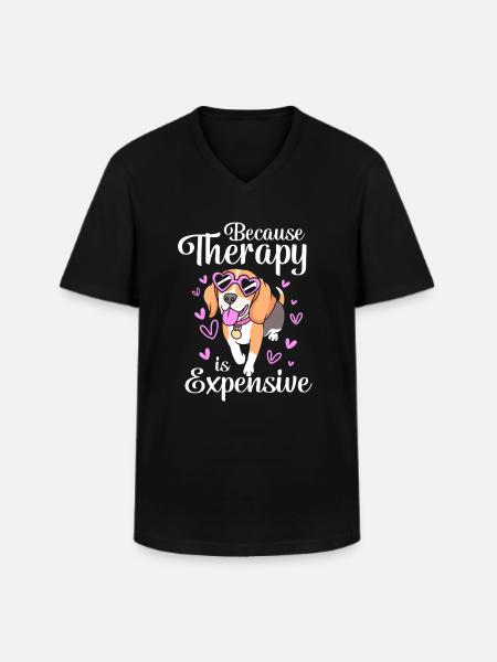 Therapy dog - Men's V-Neck T-Shirt - black