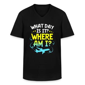 Flight Attendant Stewardess - Men's V-Neck T-Shirt - black - Front - AI Model Male 178 dark (178cm)