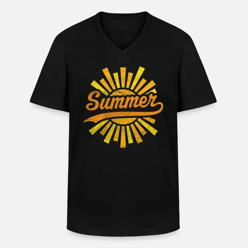 Sommersonne - Männer-T-Shirt mit V-Ausschnitt - Schwarz