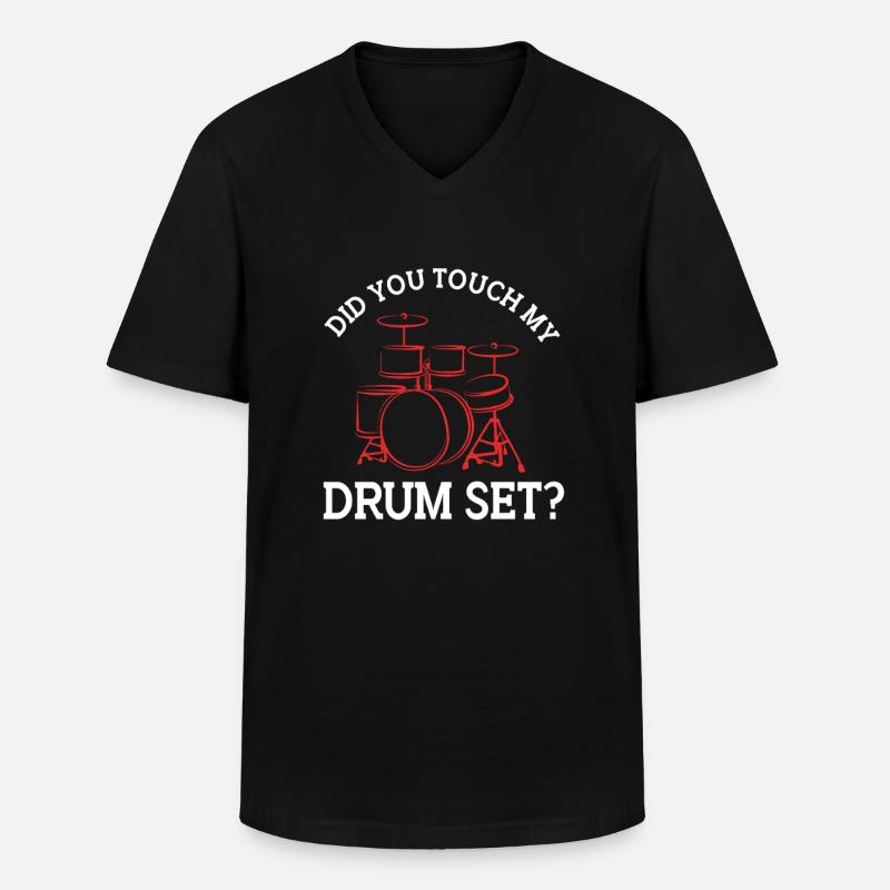 Drummer Drumsticks Tambours - T-shirt col V Homme - noir