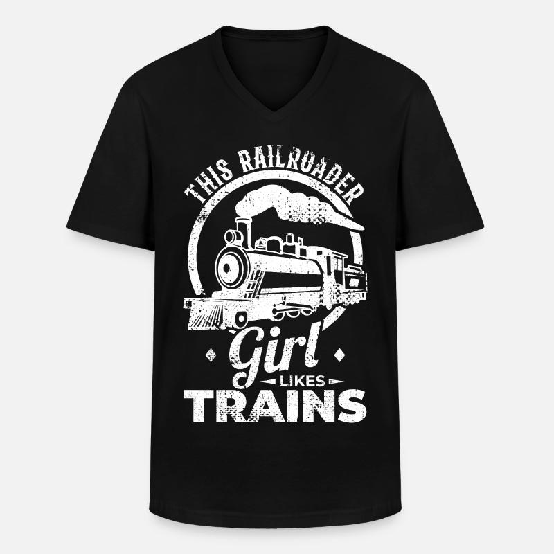 Eisenbahnerin - Männer-T-Shirt mit V-Ausschnitt - Schwarz