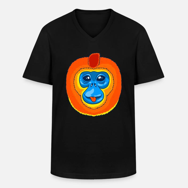 Stupsnasenaffe Affe Schimpanse - Männer-T-Shirt mit V-Ausschnitt - Schwarz