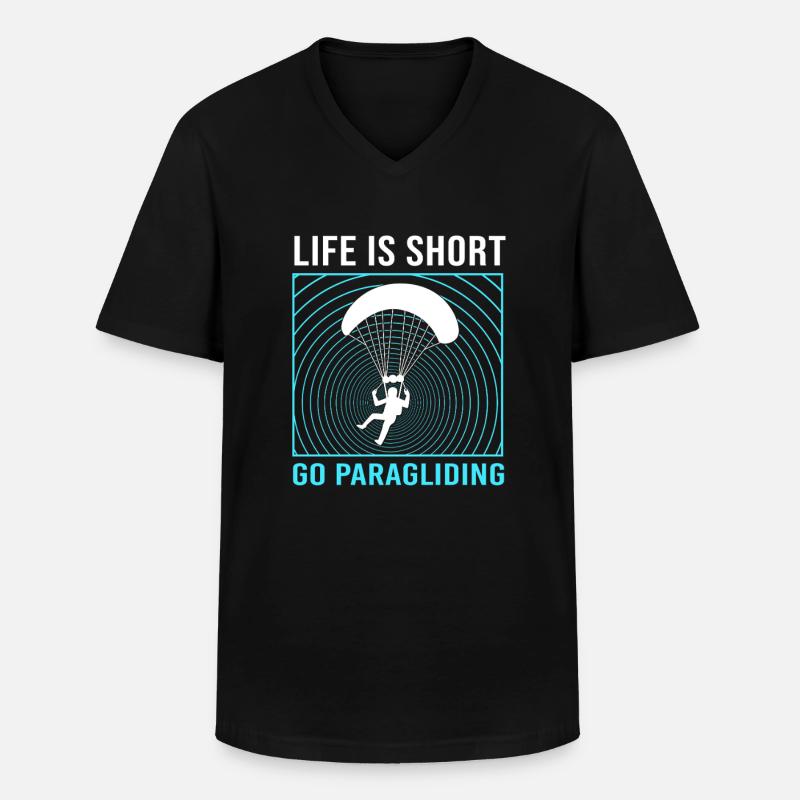 Skydive Paragliding - Männer-T-Shirt mit V-Ausschnitt - Schwarz