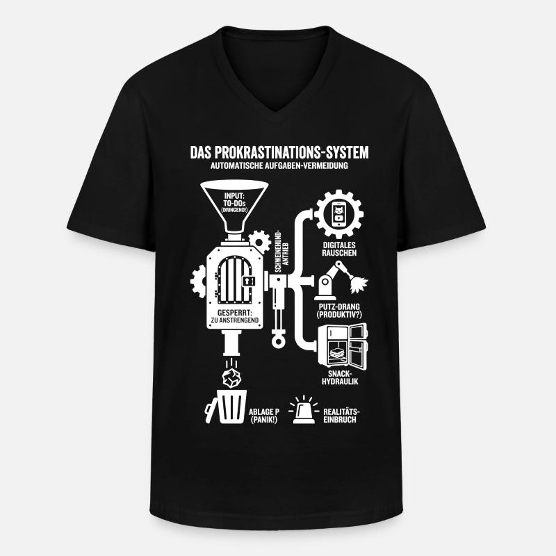 Prokrastinations-System lustige Infografik - Männer-T-Shirt mit V-Ausschnitt - Schwarz