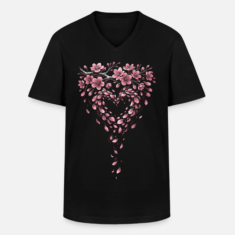 Kirschblüten Sakura Kirschblüte - Männer-T-Shirt mit V-Ausschnitt - Schwarz