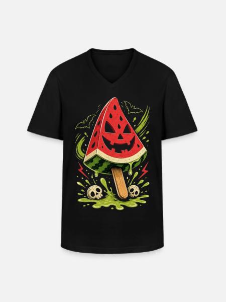 Halloween Summer Melon - Men's V-Neck T-Shirt - black