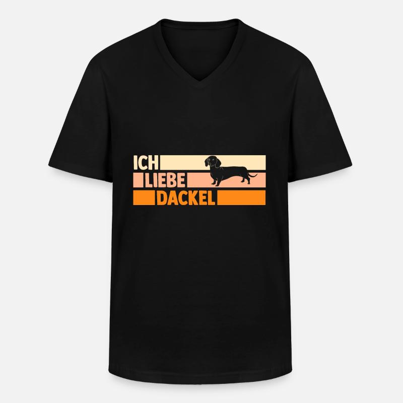 Hund Dackel - Männer-T-Shirt mit V-Ausschnitt - Schwarz