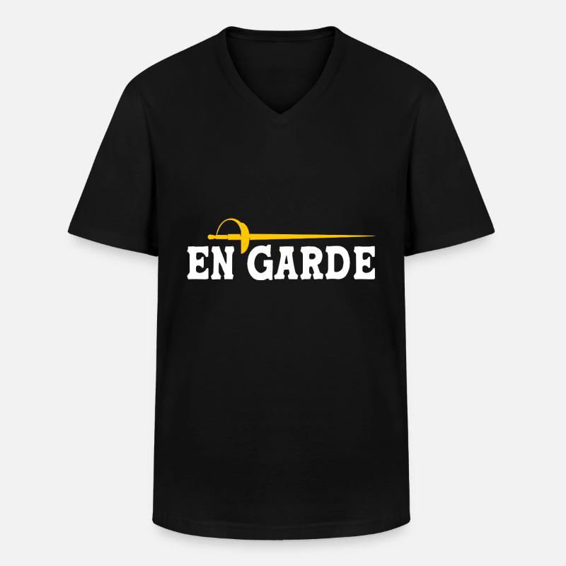 Fechten - Männer-T-Shirt mit V-Ausschnitt - Schwarz