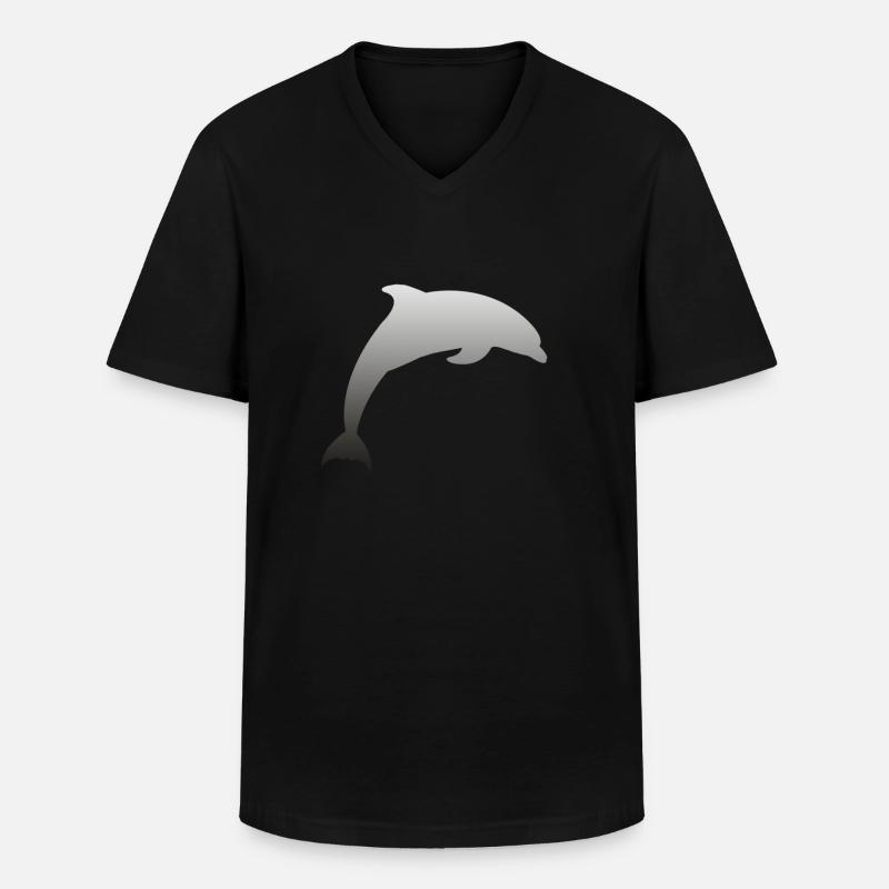 Delfin - Männer-T-Shirt mit V-Ausschnitt - Schwarz
