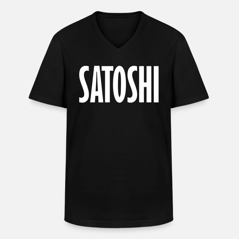Satosh - Männer-T-Shirt mit V-Ausschnitt - Schwarz
