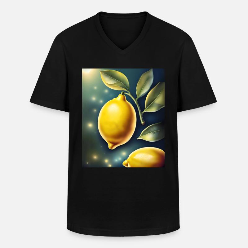 Gesunde Zitrone Zitrone - Männer-T-Shirt mit V-Ausschnitt - Schwarz