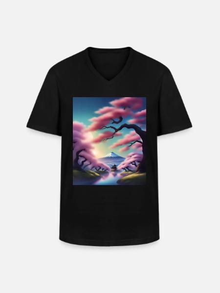 Fuji mountain in Japan - Men's V-Neck T-Shirt - black