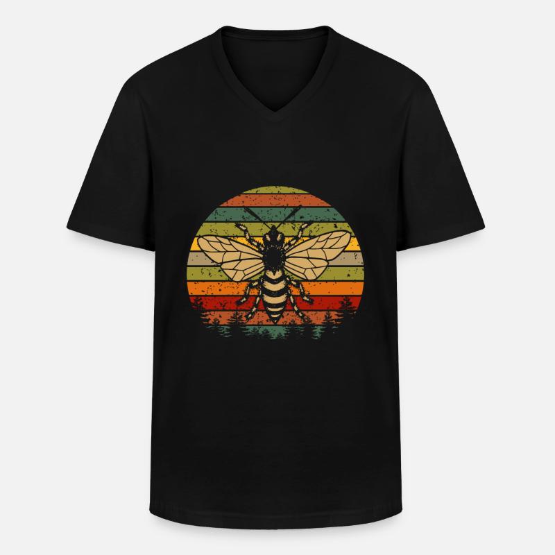 Biene - Männer-T-Shirt mit V-Ausschnitt - Schwarz
