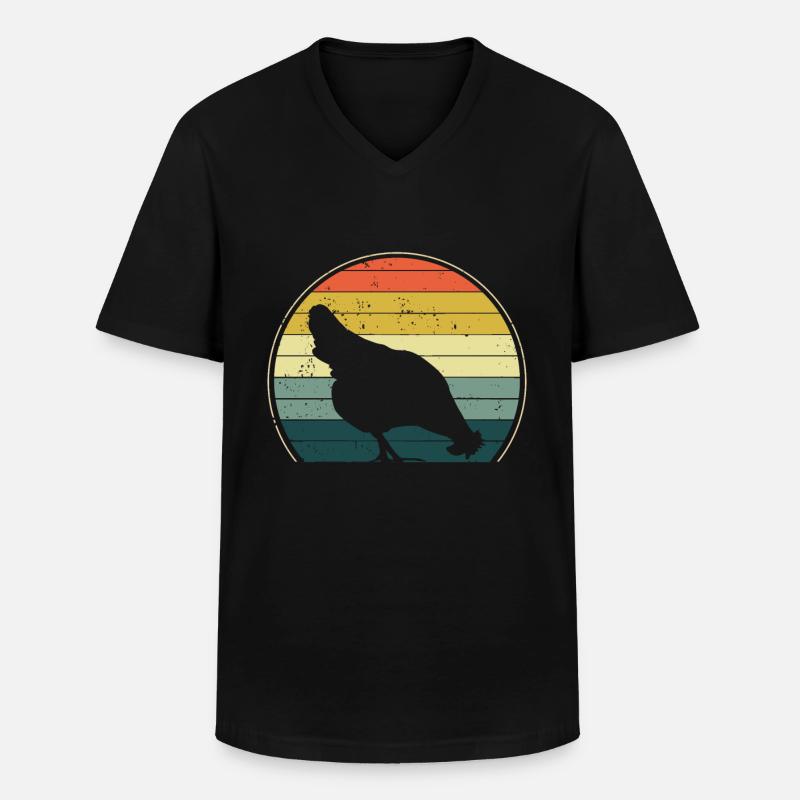 Hühner Huhn retro Bauer Geschenk - Männer-T-Shirt mit V-Ausschnitt - Schwarz