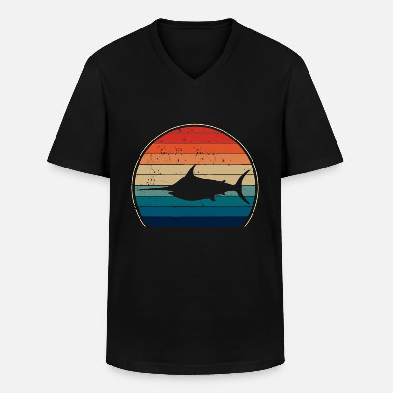 Schwertfisch - Männer-T-Shirt mit V-Ausschnitt - Schwarz
