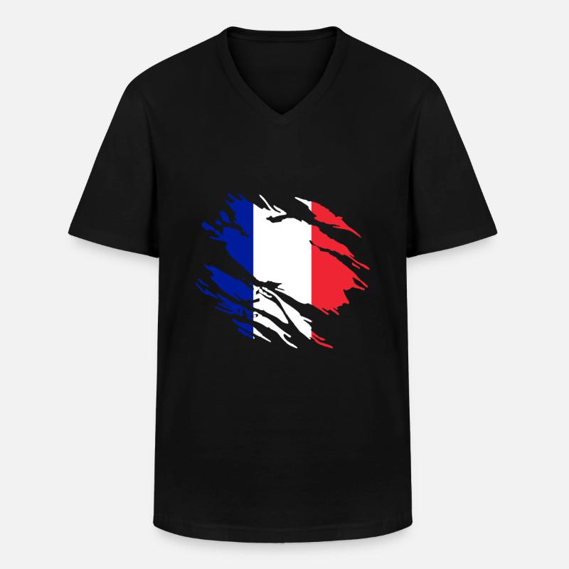 Frankreich Flagge - Männer-T-Shirt mit V-Ausschnitt - Schwarz