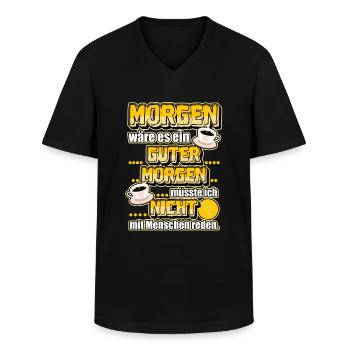 Kaffee Guten Morgen lustiger Spruch Morgenmuffel - Männer-T-Shirt mit V-Ausschnitt - Schwarz - Vorne - AI Model Male 178 dark (178cm)