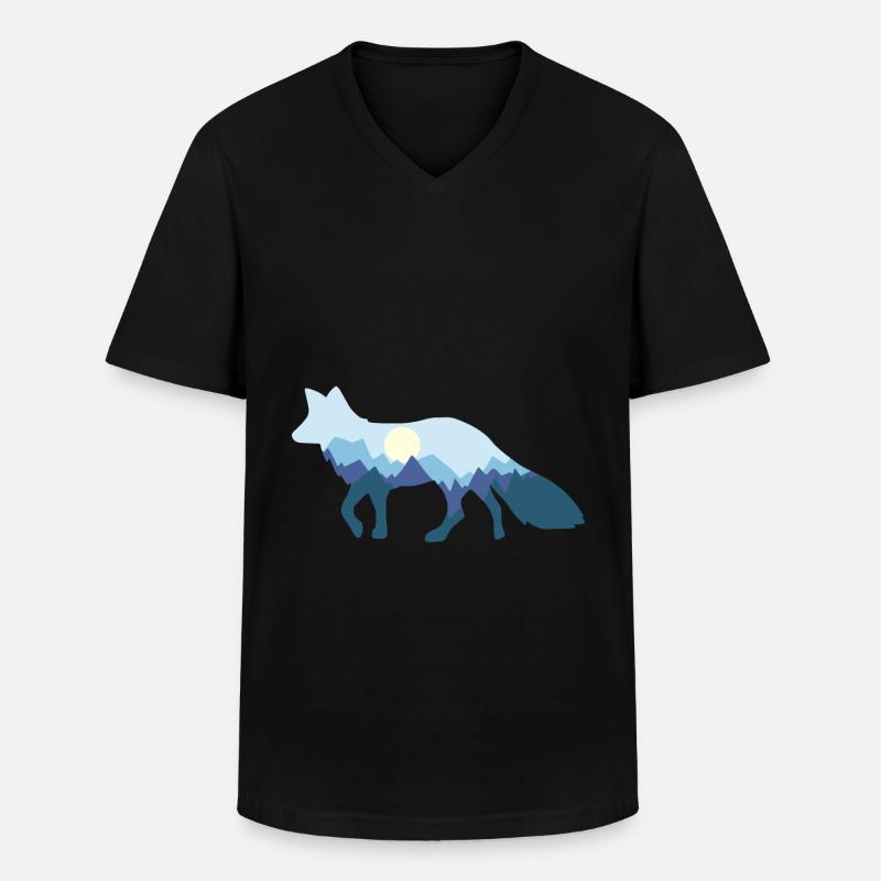 Fuchs Mondschein fox moonlight - Männer-T-Shirt mit V-Ausschnitt - Schwarz