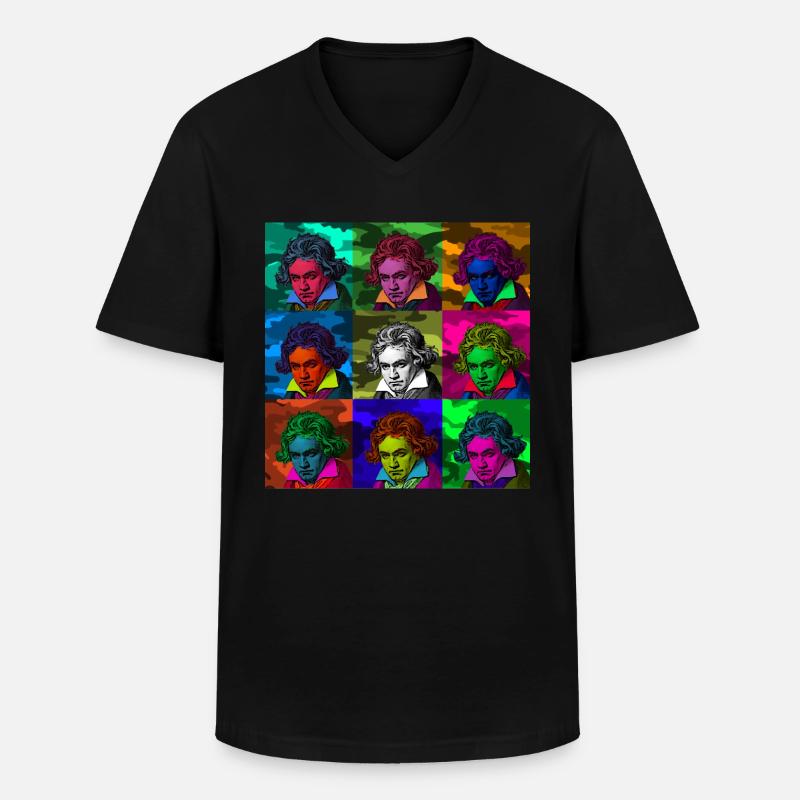 Pop-Art Ludwig van Beethoven - Männer-T-Shirt mit V-Ausschnitt - Schwarz