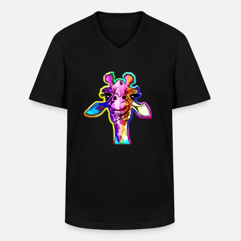 Regenbogen Giraffe Punk Giraffe Rainbow - Männer-T-Shirt mit V-Ausschnitt - Schwarz