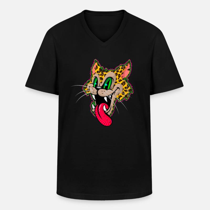 Leopard Comic - Männer-T-Shirt mit V-Ausschnitt - Schwarz