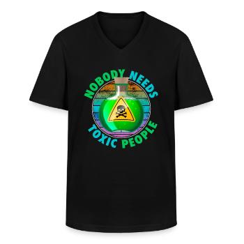 Ingen har brug for giftige mennesker - Klassisk herre T-shirt med V-udskæring - sort - Foran - AI Model Male 178 dark (178cm)