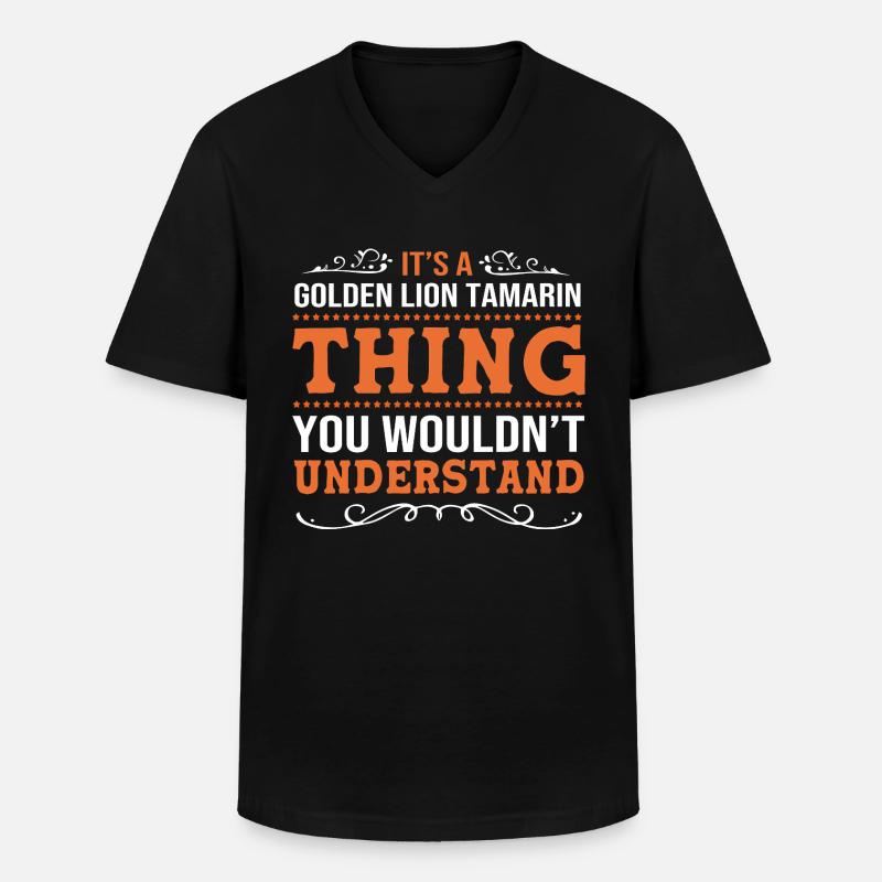 Tamarin Affe - Männer-T-Shirt mit V-Ausschnitt - Schwarz