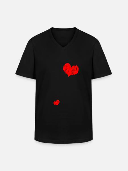 2 coeurs annonce grossesse enceinte - T-shirt col V Homme - noir