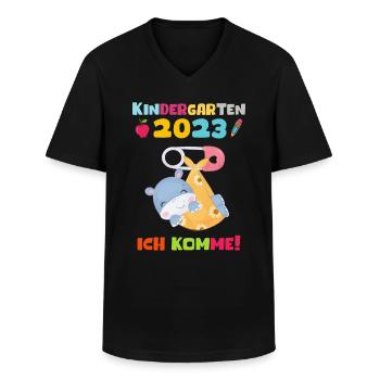 Kindergarten 2023 Ich Komme Mädchen Kita Geschenk - Männer-T-Shirt mit V-Ausschnitt - Schwarz - Vorne - AI Model Male 178 dark (178cm)