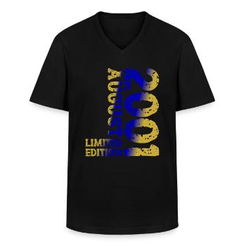 2001 August Limited Edition 22. Geburtstag Outfit - Männer-T-Shirt mit V-Ausschnitt - Schwarz - Vorne - AI Model Male 178 dark (178cm)