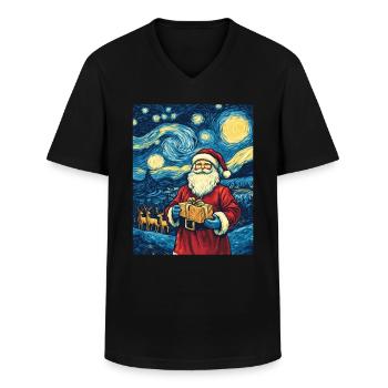 Weihnachtsmann Frauen Männer Kinder Weihnachten - Männer-T-Shirt mit V-Ausschnitt - Schwarz - Vorne - AI Model Male 178 dark (178cm)