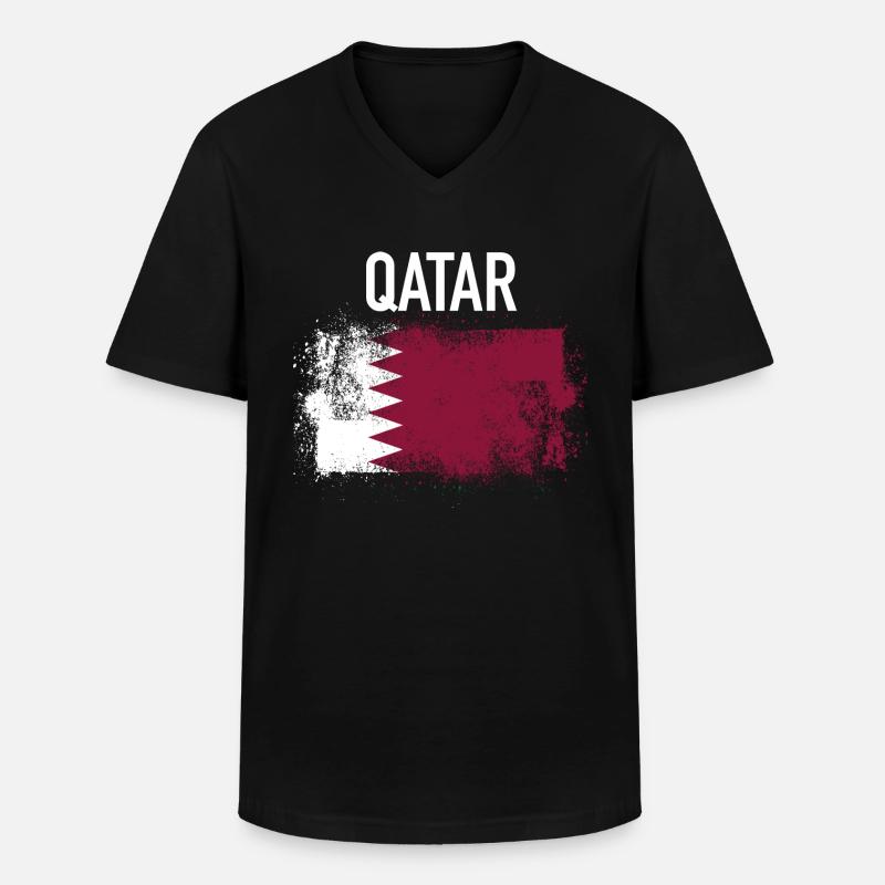 Katar - Männer-T-Shirt mit V-Ausschnitt - Schwarz