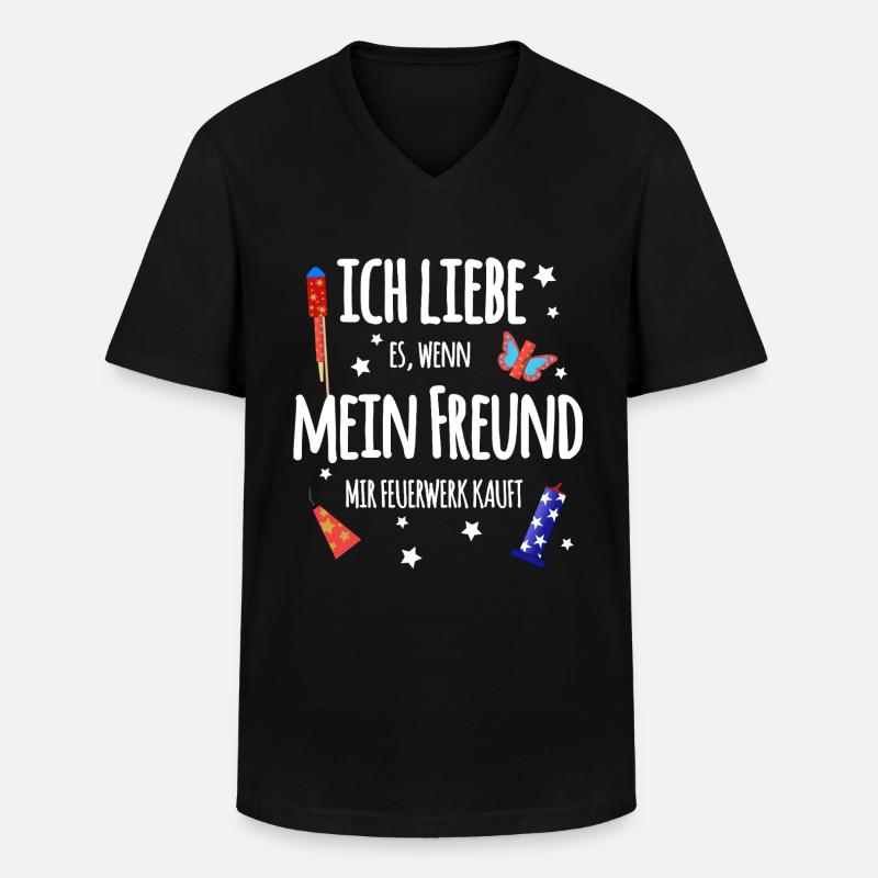 Pyro Freund - Männer-T-Shirt mit V-Ausschnitt - Schwarz