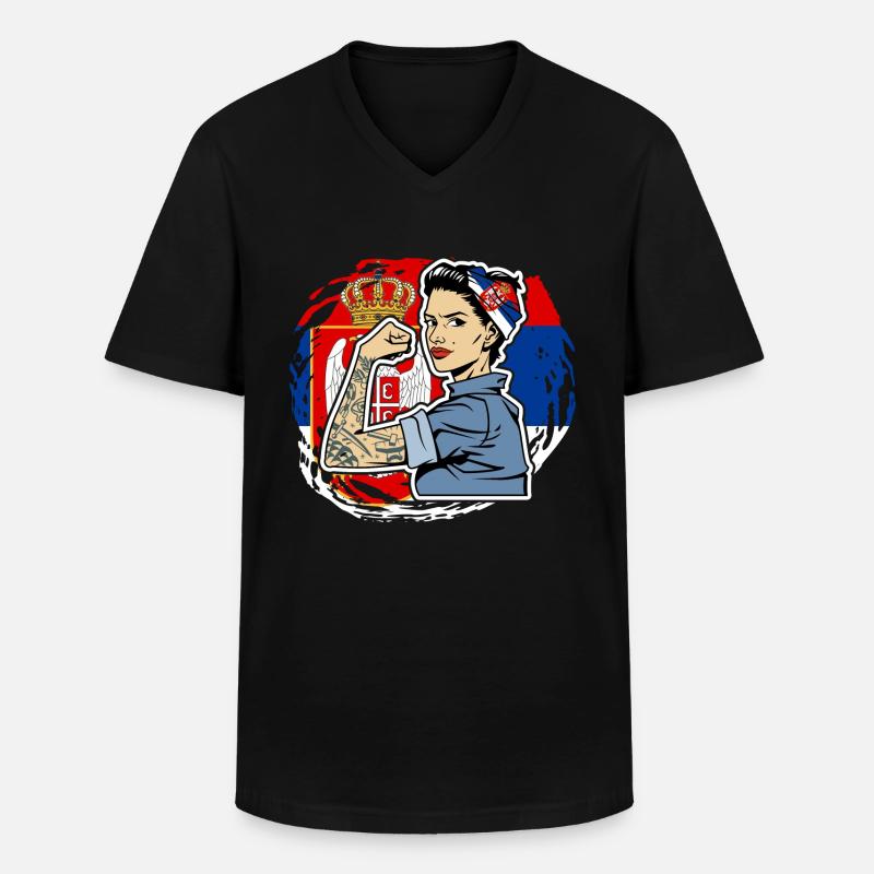 Serbe Serbisches Serbien Serbin - Männer-T-Shirt mit V-Ausschnitt - Schwarz