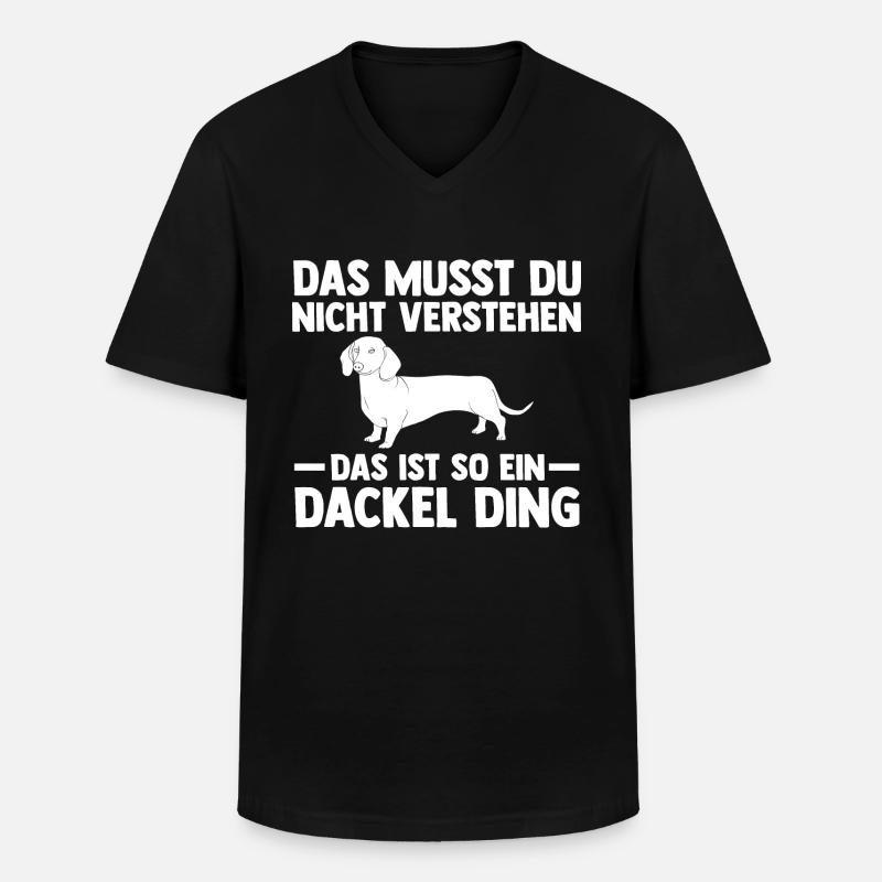 Hund Dackel - Männer-T-Shirt mit V-Ausschnitt - Schwarz