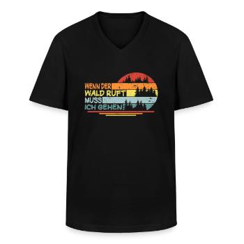 Wenn der Wald ruft Motorsäge Holzfäller Förster - Männer-T-Shirt mit V-Ausschnitt - Schwarz - Vorne - AI Model Male 178 dark (178cm)