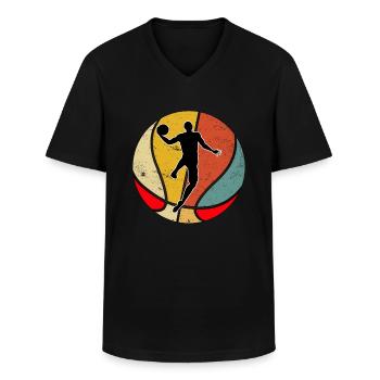 Basketball basketball players basketball players - Men's V-Neck T-Shirt - black - Front - AI Model Male 178 dark (178cm)