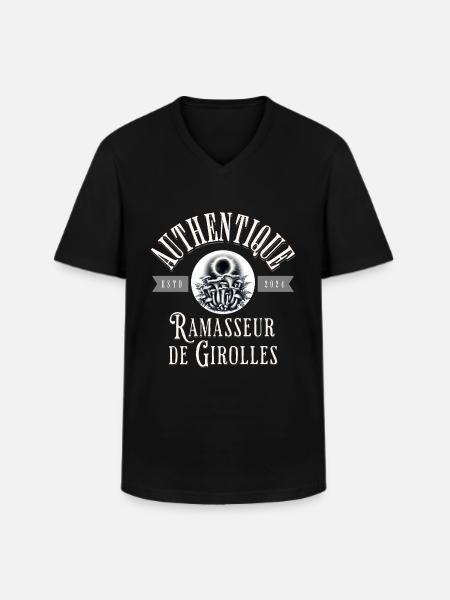 Authentique ramasseur de girolles - T-shirt col V Homme - noir