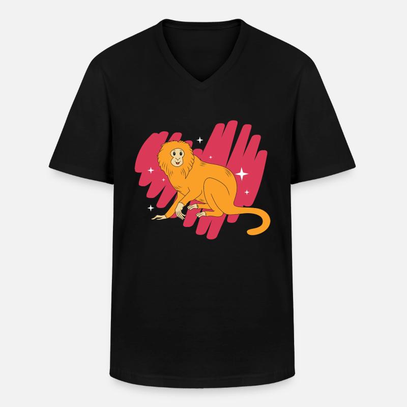 Tamarin Affe - Männer-T-Shirt mit V-Ausschnitt - Schwarz