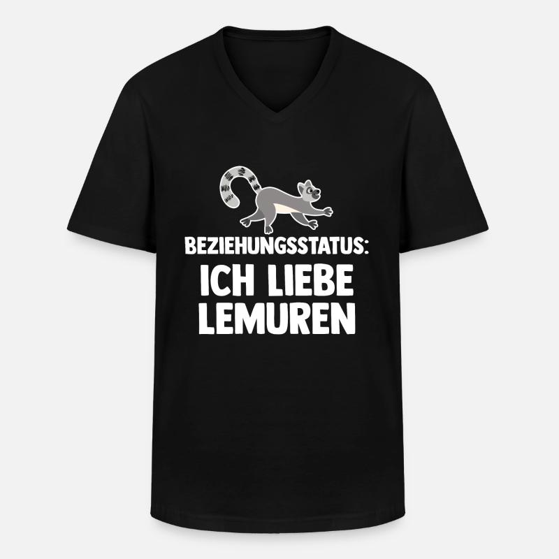 Lemur - Männer-T-Shirt mit V-Ausschnitt - Schwarz