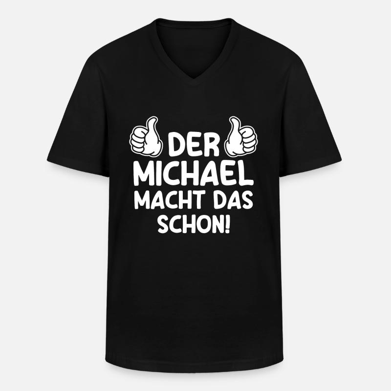 Michael - Männer-T-Shirt mit V-Ausschnitt - Schwarz